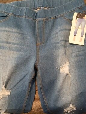 JVINI Blue Stretch Denim Jeggings with Contrast Stitching